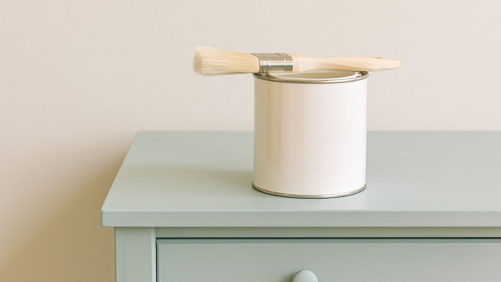 pot de peinture sur meuble en bois