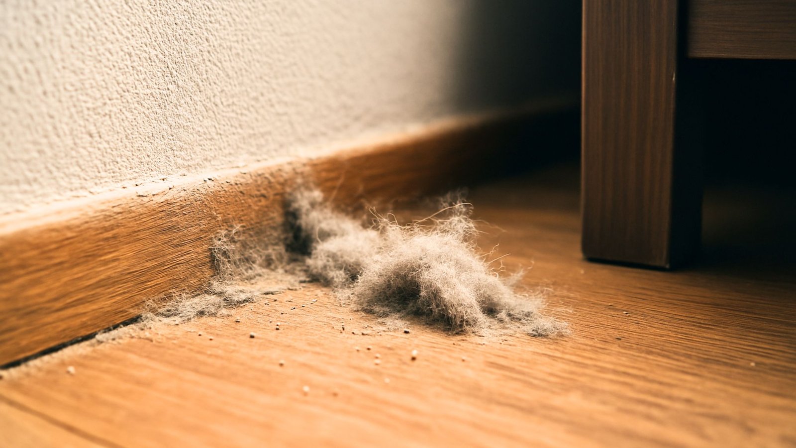 Sol en parquet avec beaucoup de poussière